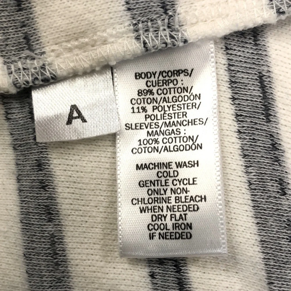 LOU & GREY Anthropologie Moto Jacket Grey & White Stripes Assymetrical Zip sz L - Picture 11 of 13